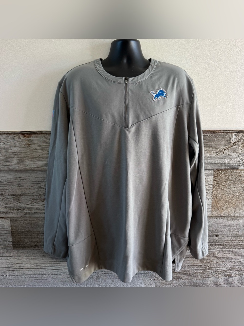 Nike Detroit Lions On-Field Dri-FIT 1/4 Zip Pullover Gray 3XL (N1)